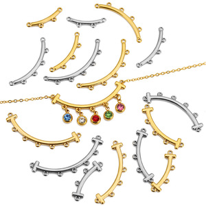 Conector de acero inoxidable estilo bohemio con múltiples orificios para joyería DIY, ideal para collares, pulseras y accesorios de borlas. - Product Image 2