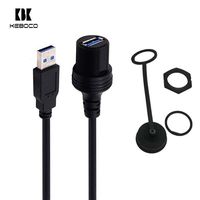 Cable de Extensión USB 3.0 a Prueba de Agua de 0.3M 1M, Macho a Hembra, Montaje en Panel, Blindaje Trenzado, Material de PVC, para Escáner de Código de Barras de Computadora