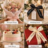 Ruban en satin polyester imprimé de 2,5 cm x 45 yards, idéal pour l'emballage de cadeaux, les bouquets, les gâteaux de mariage, les décorations de boîtes cadeaux pour les fêtes