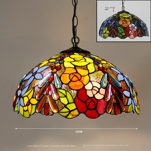 40CM estilo europeo clásico barroco Retro creativo Tiffany's vitral restaurante Bar Club dormitorio lámpara colgante decorativa - Product Image 5