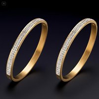 Bracelet jonc ajustable élégant plaqué or rose avec pierres de zircone étincelantes pour femme, cadeau d'anniversaire