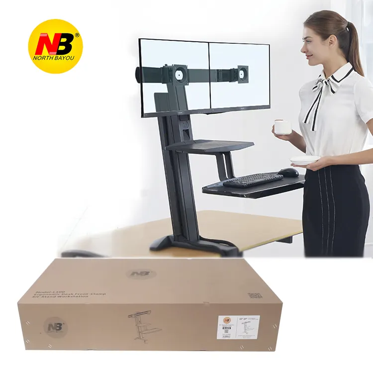 Jiabnord bayou — pince de Table NB L100 22-27 "avec support de siège, pour station de travail, pince de moniteur LCD double