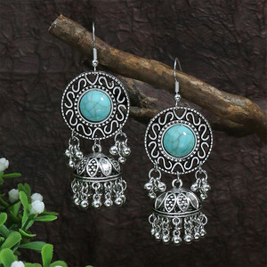 Boucles d'oreilles bohèmes en forme de lustre, plaqué argent 925, motif floral, pour femmes, bijoux de fête - Product Image 2