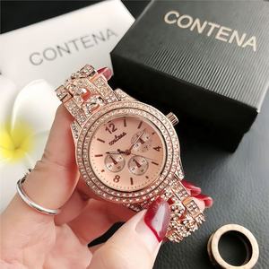 Montre chronographe pour femme en argent avec strass, bracelet en acier inoxydable, montre-bracelet de luxe pour femmes - Product Image 2