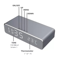 Meja Kerja 3-in-1 dengan Pengisi Daya Nirkabel, Jam, Termometer, Mikrofon & Lampu Malam