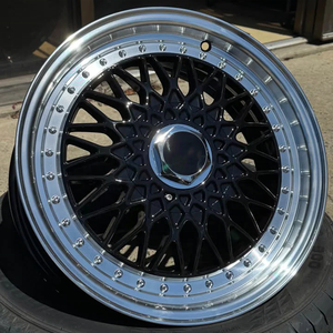 Jantes en alliage universelles 17 pouces 17x7.5 4x100 4x114.3 5x100 5x114.3, style JDM, à rayons profonds, pour voitures particulières, noires, rétro <span class=keywords><strong>RS</strong></span> - Product Image 2