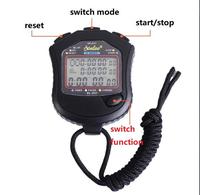 Stopwatch Olahraga Tahan Air LCD Digital Genggam 60 Memori Lap Split Alarm Penghitung Elektronik Timer Kronograf Lari