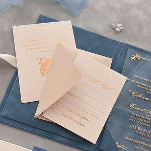 ซองใส่การ์ดเชิญงาน<span class=keywords><strong>แต่ง</strong></span><span class=keywords><strong>งาน</strong></span>สไตล์ยุโรปกำมะหยี่สีเทาอมฟ้าแบบกำหนดเอง พร้อมบรอนซ์พิมพ์โลโก้ ตัวเลือกสำหรับการ์ดอวยพร - Product Image 3