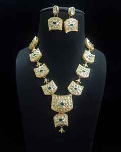 Fabricante indio, joyería nupcial de moda para Turquía, conjunto de collar largo de matrimonio con pendientes para mujer, abalorio listo para enviar - Product Image 1