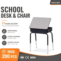 Table d'entraînement métallique réglable et confortable avec plateau rabattable, boîte à livres intégrée et poste de travail ouvert pour l'école et le bureau