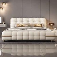 Beliebte Designer-Schlafzimmermöbelgarnitur: Luxuriöses Kingsize-Bett, Modernes Weiches Doppelbett mit Lederpolsterung für Schlafzimmer und Hotel