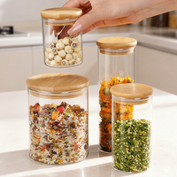 Bocaux de rangement en verre pour cuisine, pots hermétiques en verre pour organisation du garde-manger, contenants alimentaires en verre avec couvercles en bambou