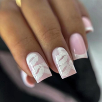 2025 W1215 Pure Desire Blanc Clair De Lune Style Français Nail Tips Sexy Lip Design pour Seniors Étudiants Amovible pour Doigt