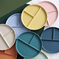 Assiette à 3 compartiments en paille de blé, vaisselle en plastique biodégradable divisée pour enfants, bébés