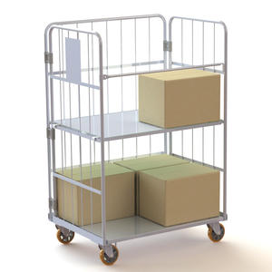 Carros de recogida de supermercado Carros de logística al por mayor Particiones opcionales Acero de suministro directo multicapa plegable - Product Image 3