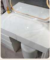 Table de toilette moderne de luxe YIFAN avec miroir éclairé réglable et amovible, cadre en fer, MDF blanc, pour chambre d'hôtel