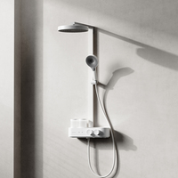 Système de douche moussante en laiton 2026 IPX5 moderne, ensemble de douche pluie tropicale 300 mm avec barre coulissante et cartouche céramique pour appartement