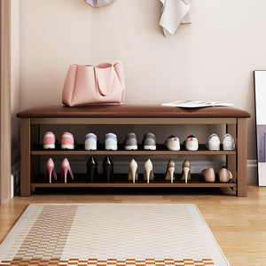 Soft <b>Padded</b> Shoe Changing <b>Stool</b> With Storage Rack For Home Entryway Use - Product Image 2