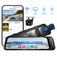 Layar IPS 9,66 Inci 4K Dash Cam 3 Kanal Mirror Dashcam ADAS BSD WIFI GPS Tipe-C Kamera Mobil Yizhi SA230 GC4653 OEM ODM MOQ 1