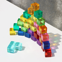 Blocs en acrylique néon, aspect lisse, jouets d'apprentissage des couleurs pour bébé, empilage de lumières et d'ombres, blocs de construction, blocs brillants et transparents