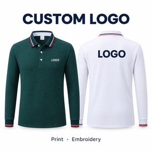 Custom Logo Men's Long Sleeve <b>Polo</b> 200GSM Quick Dry Tipping Collar Private Label Technical Golf Tee Wholesale OEM S-<b>4XL</b> - Product Image 2