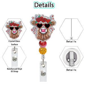 Nuevo Estilo de Portacredenciales Acrílico para <span class=keywords><strong>el</strong></span> Día de San Valentín, Forma de Corazón, Retráctil, con Cuentas, para Enfermeras, con Clips - Product Image 3