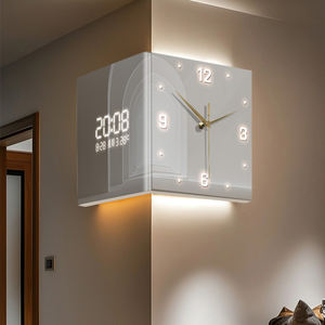 <span class=keywords><strong>Horloge</strong></span> <span class=keywords><strong>murale</strong></span> moderne en acrylique blanc ivoire double face Aiguille silencieuse Affichage électronique Architectural Light Shadow Art <span class=keywords><strong>Horloge</strong></span> <span class=keywords><strong>murale</strong></span> - Product Image 3