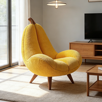 Fauteuil lounge moderne en forme de banane, tissu bouclé jaune, canapé simple, fauteuil d'appoint créatif de luxe pour salon, chambre à coucher