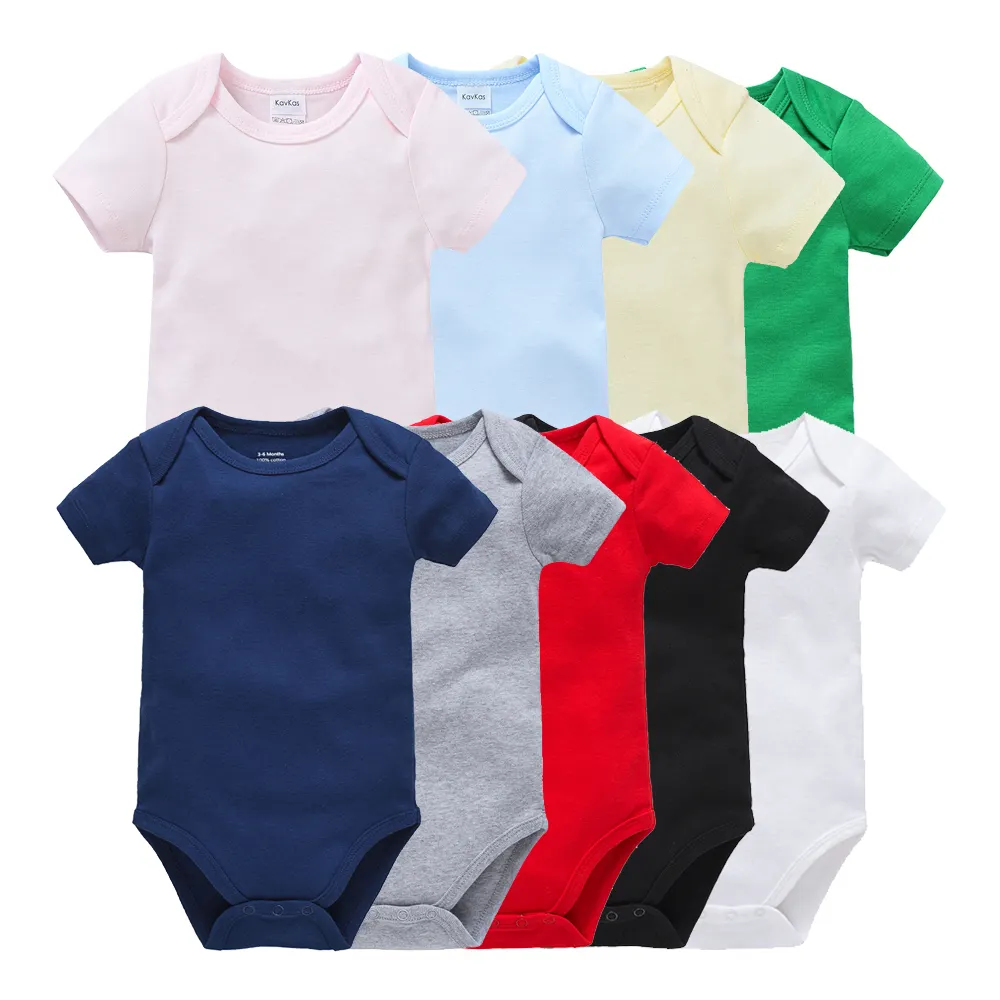 Stampa OEM di alta qualità 100% cotone tinta unita in bianco neonato tuta tuta neonati maschi pagliaccetto vestiti