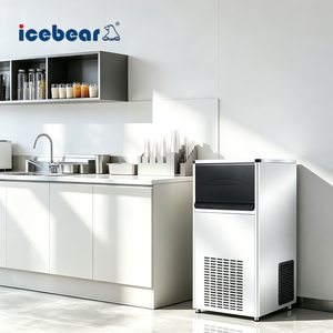 Máquina de Hielo en Cubos Comercial de 100 KG/24H, Fabricante Automático de Cubos de Acero Inoxidable de 32*32*32 mm para Cafeterías y Bares - Product Image 1