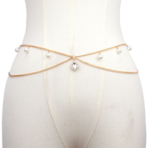 สร้อยคอแฟชั่นประดับมุกทองคำ จี้รูปหยดน้ำ ประดับเพชรเทียม เหมาะสำหรับใส่ไปทะเล - Product Image 1