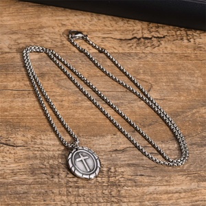 High Quaintly Stainless Steel <b>Necklace</b> Charm Oval Cross Pendant <b>Necklace</b> - Product Image 6