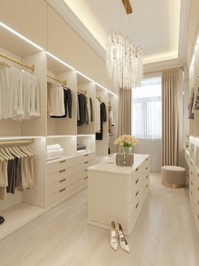 Vermonhouzz Armoire de <span class=keywords><strong>dressing</strong></span> contemporaine haut de gamme sur mesure avec zone de suspension ouverte et tiroirs intégrés pour hôtel - Product Image 2