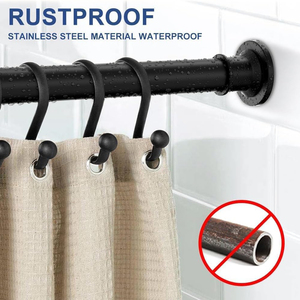 Небольшой душевой занавес 18-32 В черный короткий душевой стержень нескользящий Регулируемый пружинный Натяжной стержень-без сверления из нержавеющей стали - Product Image 6