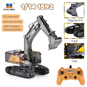 Excavadora RC HUINA 1592, escala 1:14, 22 canales, 2.4G, semialuminio, control remoto, tractor de ingeniería, regalo para niños - Product Image 2