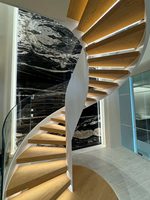 Escalier en acier avec rampe en verre trempé, marches creuses, escalier rotatif en arc, villa, duplex, sur mesure, vente directe d'usine