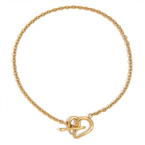 Collar Minimalista de Alta Gama, Resistente al Agua, de Acero Inoxidable con Baño de Oro de 18k, Cierre OT, para Mujer - Product Image 4