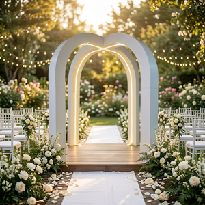 LEDA Classic Modern Simple White Color Led Light Event Entrance Acrylic <b>Backdrop</b> Pvc <b>Stand</b> Baby Shower Stage Decoration - Product Image 1
