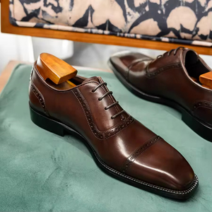 Chaussures Oxford habillées en cuir véritable pour hommes, style britannique, grandes tailles, respirantes, à enfiler, pour l'automne et les mariages - Product Image 6
