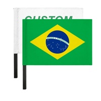 Drapeau à main EVA personnalisé Brésil 45x30cm, bannière ondulante incassable avec mât flexible, bâton antidérapant pour l'encouragement et la décoration