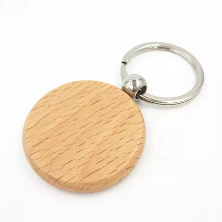 Custom Diy Gifts Handmade Keychain Wooden Key Tag With Split Ring Key Chain