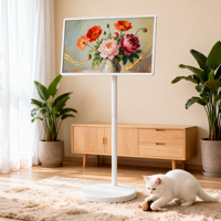 Televisor Inteligente LED Blanco 4K de 32 Pulgadas con Pantalla Táctil Capacitiva Giratoria de 180°, Android e IPS, Portátil para Uso Doméstico
