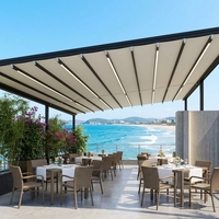 Pergola rétractable à commande à distance, pliante, en aluminium, avec éclairage LED, pare-soleil mural pour patio, jardin, balcon, terrasse, hôtel