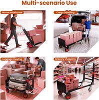Chariot à plateforme pliable 3-en-1 amélioré en aluminium robuste, capacité 440/800 lb, outils de transport industriels OEM convertibles