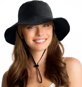 Cappello da campeggio da spiaggia con protezione solare per insetti personalizzato a tesa larga impermeabile cappello a secchiello con mento