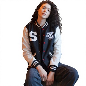 Chaqueta de Béisbol Varsity Personalizada para Hombre, Estilo Urbano, Abrigo de Invierno de Lana con Botones y Cuello Alto, Bordado Personalizado - Product Image 1