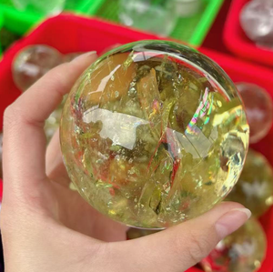 Sfera di <span class=keywords><strong>Citrino</strong></span> Naturale ad Alta Trasparenza, Sfera di <span class=keywords><strong>Cristallo</strong></span> Dorato Lucidato per Ricchezza, Decorazione Casa e Regalo - Product Image 1