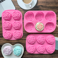 Moule à pâtisserie en silicone de haute qualité à 6 cavités en forme de rose, moule à chocolat pour gâteau de lune Buddy, outil de cuisine, outils à gâteau