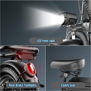Patinete Eléctrico de 850W de Potencia Máxima para Adultos, Velocidad Máxima de 40 km/<span class=keywords><strong>h</strong></span>, Alcance de 40 km, Batería de 48V 13AH, Patinete Eléctrico Plegable de 14 Pulgadas con Asiento - Product Image 6