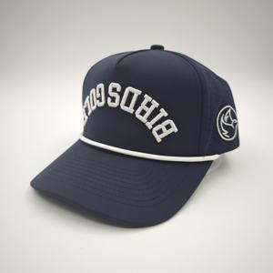 Gorra de béisbol deportiva impermeable azul con puntos de leopardo, perforaciones cortadas a láser, cuerda y 5 paneles, de poliéster, con cierre snapback - Product Image 5